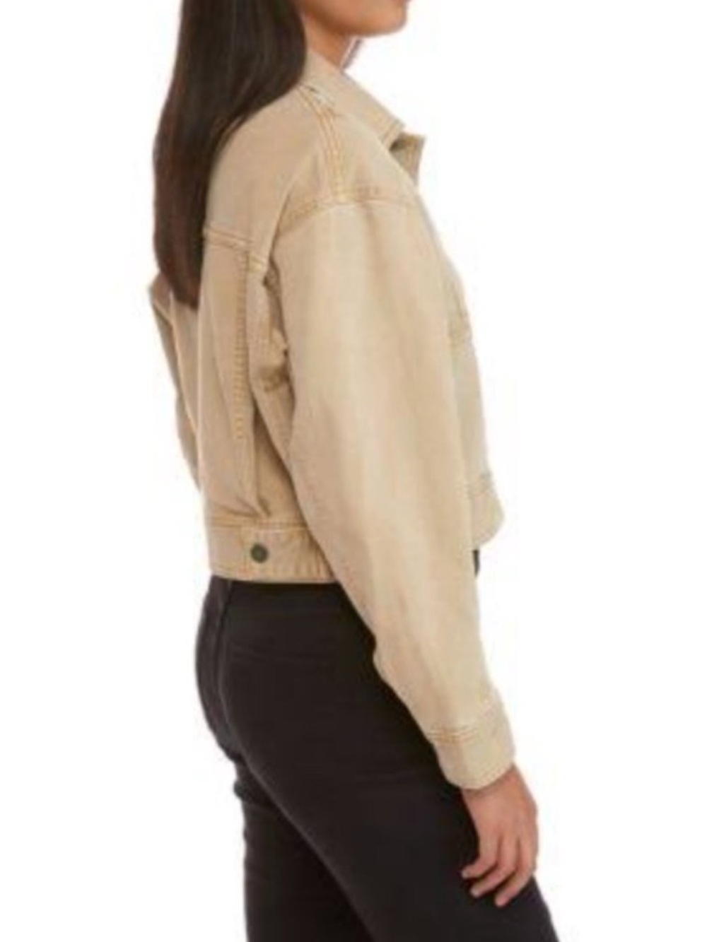 We The Free Star Crossed Boxy Cropped Denim Jacket Frappe Light Beige - Picture 2 of 13